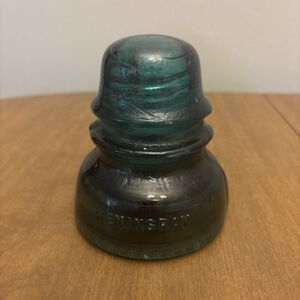 Vintage Hemingway No 40 Blue Green Electrical Glass Insulator Vintage